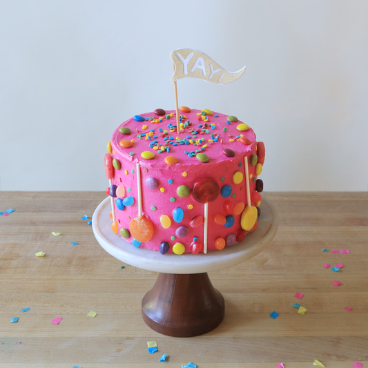 All natural candy cake with Yay! cute cake topper