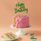 Happy Birthday cake topper in green glitter