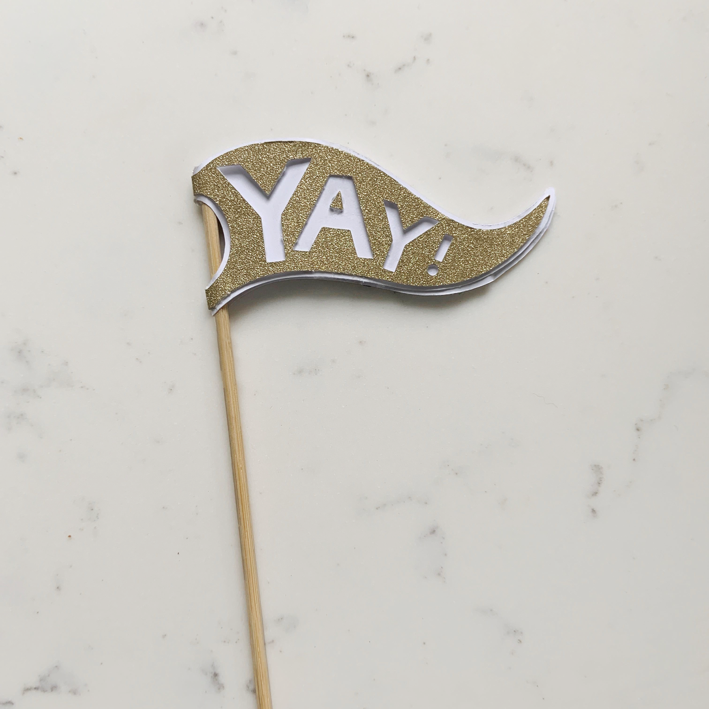 Yay! gold glitter cake topper