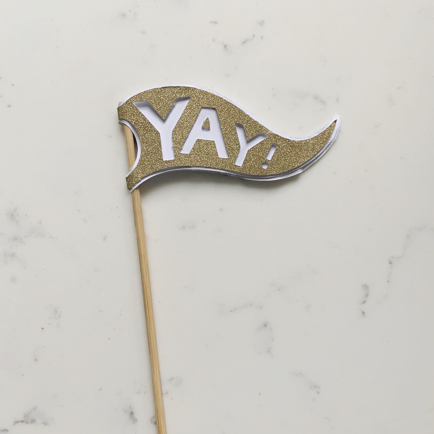 Yay! Gold Cake Topper - Cake Decorating Supplies
