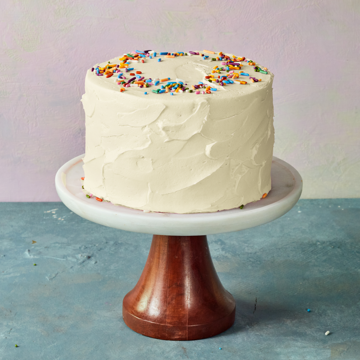 Beautiful birthday cake with rainbow sprinkles